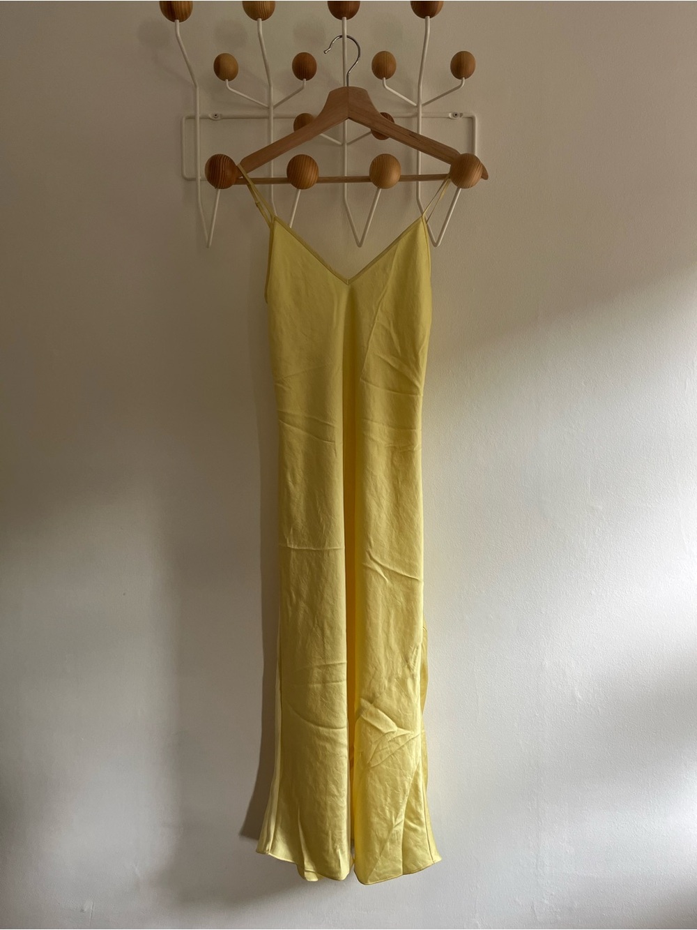 Aritzia Wilfred Yellow Slip Dress with Spaghetti Straps